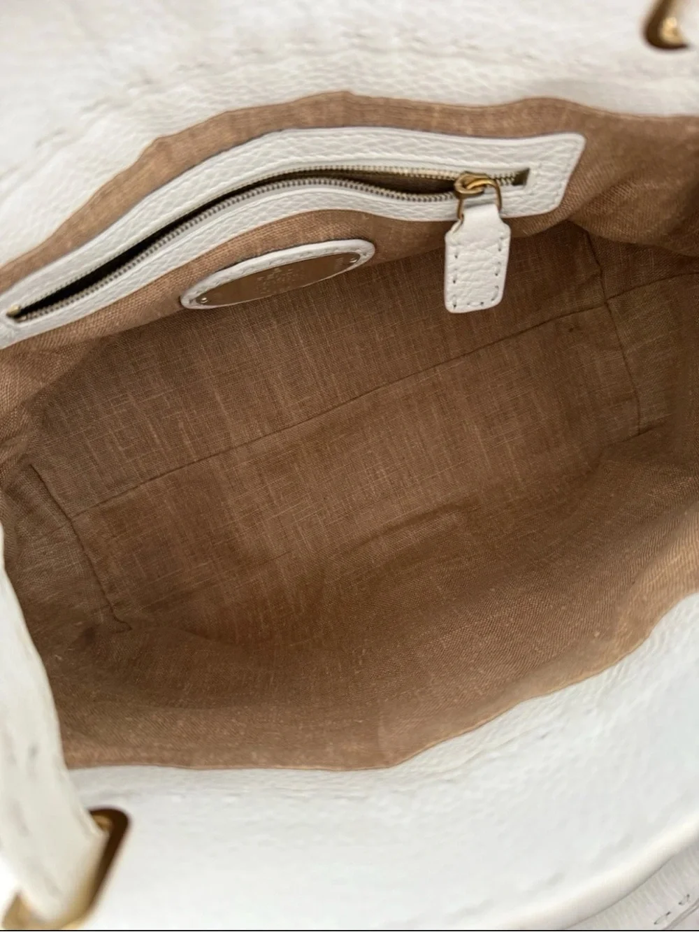 Fendi White Leather Embossed Horse Satchel with Gold Hardware